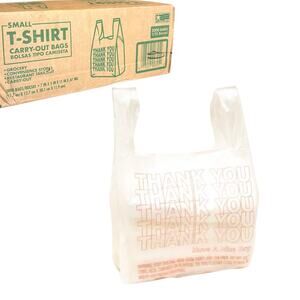 NEW Small T-Shirt Carry-Out BAGS 7"x 5"x15" Case of 2000 ct Made In USA Plastic